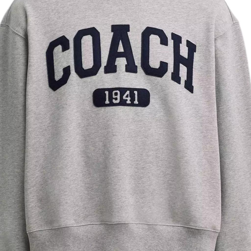 Coach Boyfriend Style Round Neck Letter Print Long Sleeve Sweatshirt Women sweatshirt Light-Gray CAH74-HGR