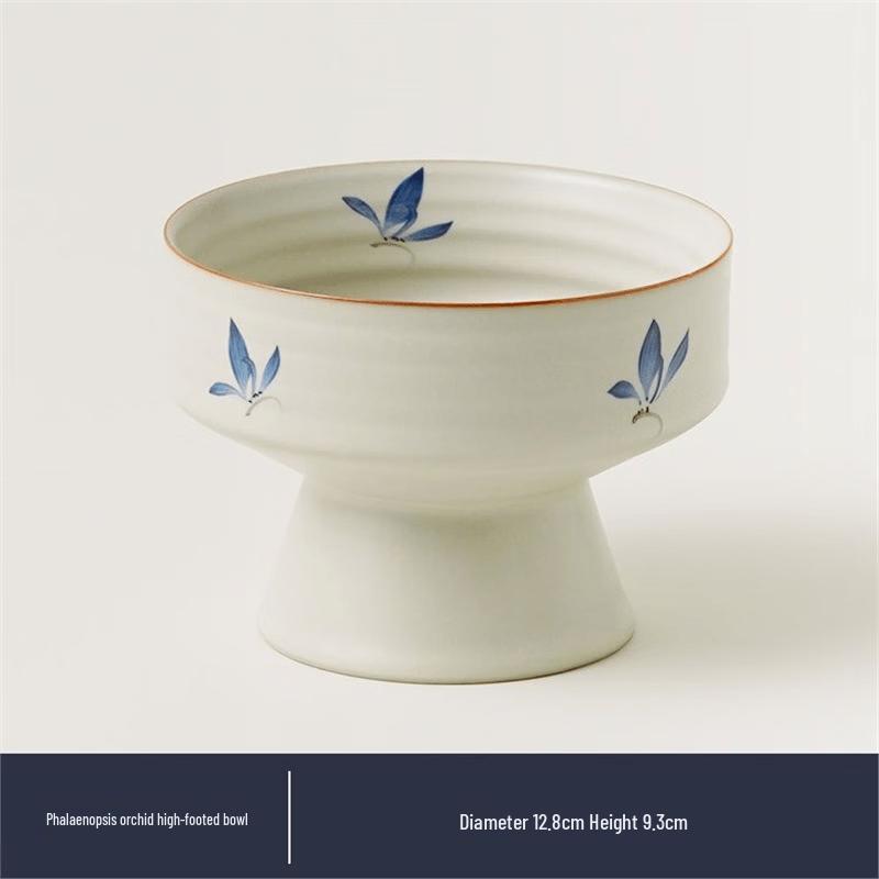 Ru Kiln Orchid High-Footed Ceramic Fruit Bowl