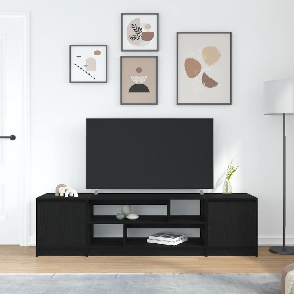 TV Cabinet In Black Oak Look 188.5 X 41 X 50 Cm Particleboard