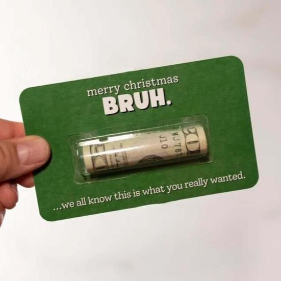 Bruh Money Holder Christmas Tree Hanging Cash Holder Card Decoration Ornament Festival Party Holiday