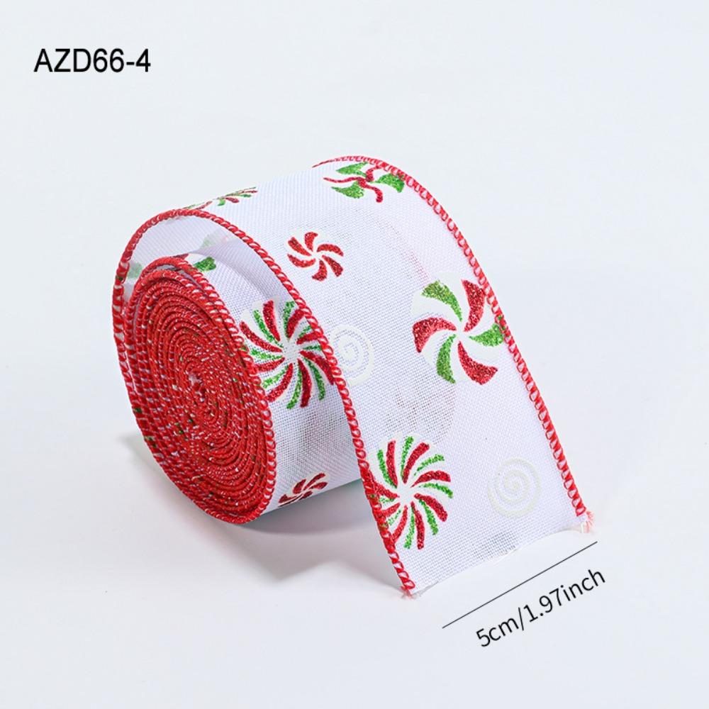 Cartoon 2M/Roll Christmas Tree Ribbon DIY Reinforced Edge Gift Packaging Webbing Snowman Fabric Wreath Making Tool Xmas