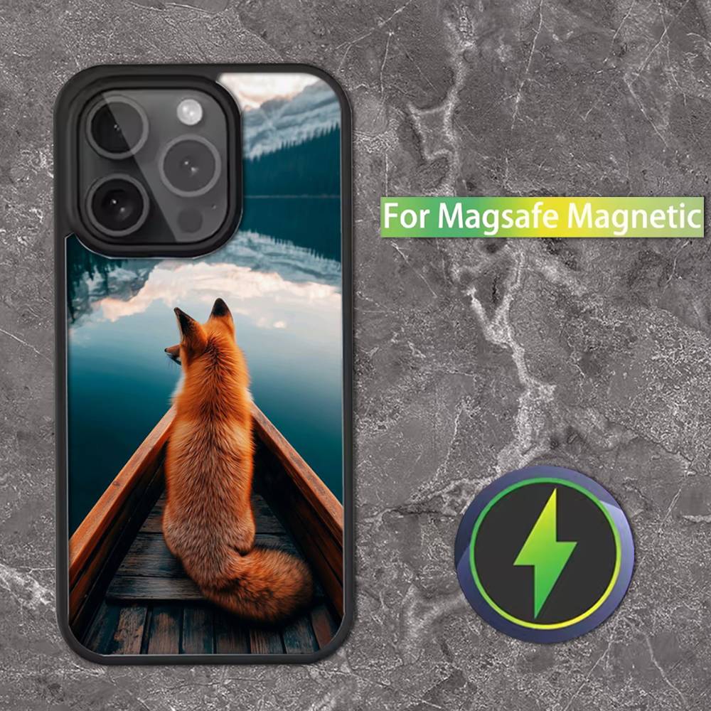 Cute Fox Cartoon For iPhone 11,12,13,14,15,16,17,Pro,Max,Plus,Mini,SE4,E Phone Case Magnetic For Magsafe Wireless