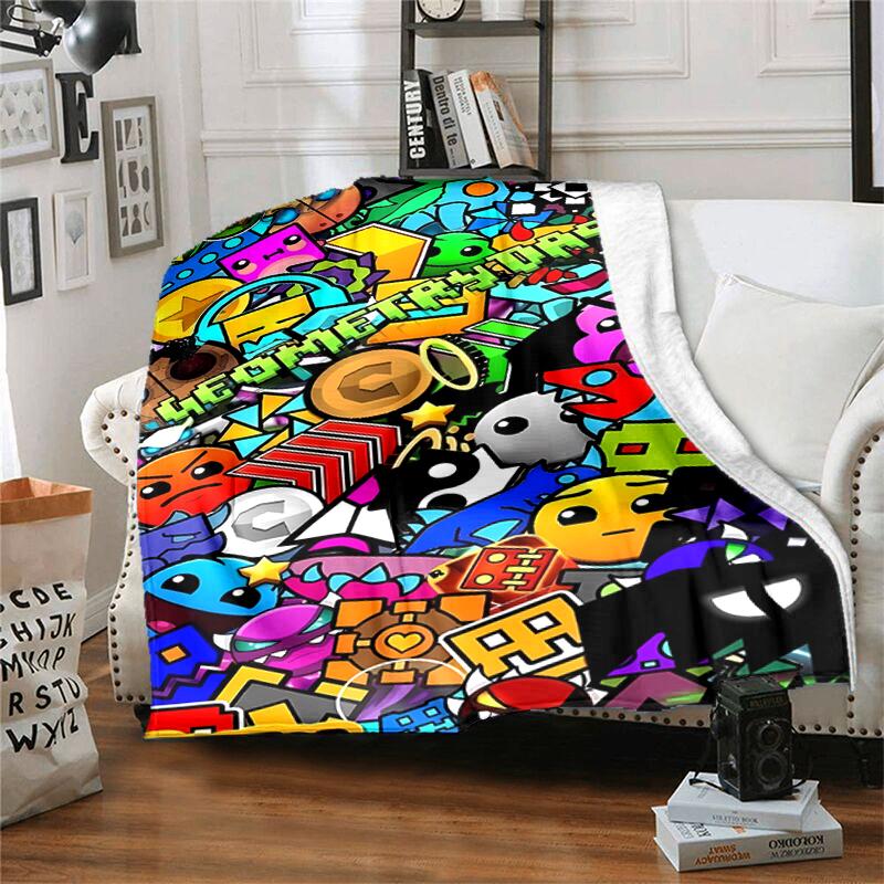 1pc Blanket Geometry Dash5 Print Design, Lightweight Blanket for Sofa, Bed- Soft &Warm, Gift for All Seasons like Christmas, Halloween