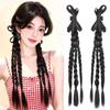 2pcs Sweet Twist Braid Hairpiece Handmade Girls Bow Wig Hairbands  for Women