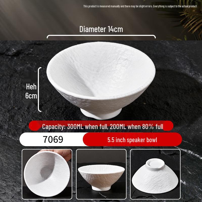 Melamine Porcelain-Style Rice Bowl & Dipping Sauce Dish Set