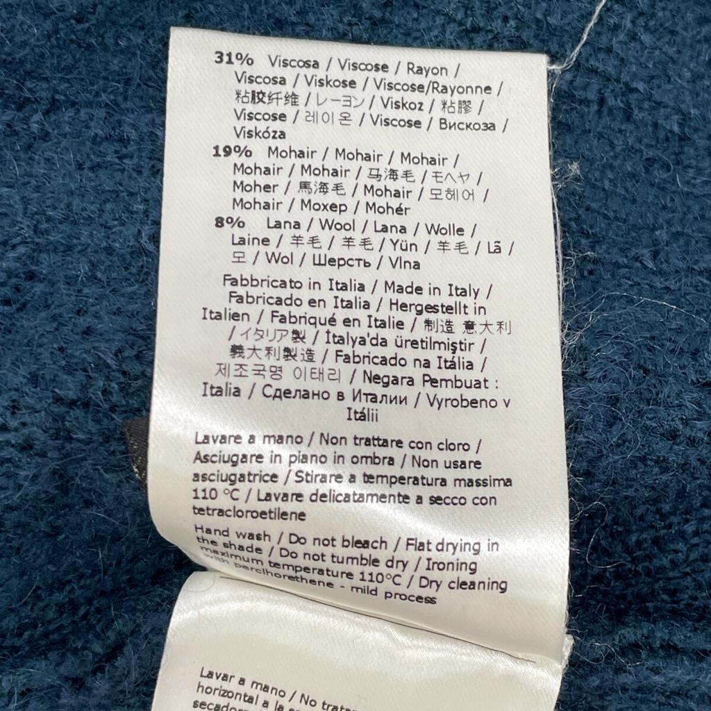 Fendi FZY874 A9WF Dark Green Mohair Blend Zucca Pattern Side Slit Turtleneck Knit Pullover Tops 36 greenUsed