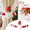 Fabric Curtain Tiebacks and Snowman Doll Design for Christmas Holiday Window Decoration