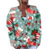 Women's Fashion Christmas Printed Long Sleeve Knitted Cardigan Button Down Jacket