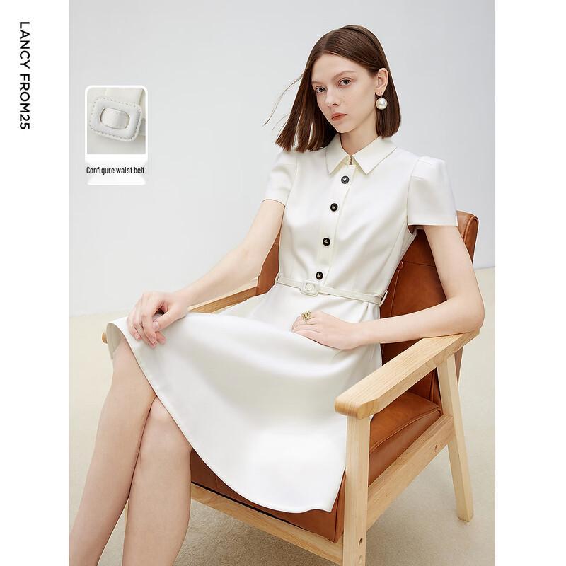 

Langzi Women s Polo Collar Short-Sleeve Midi Dress L