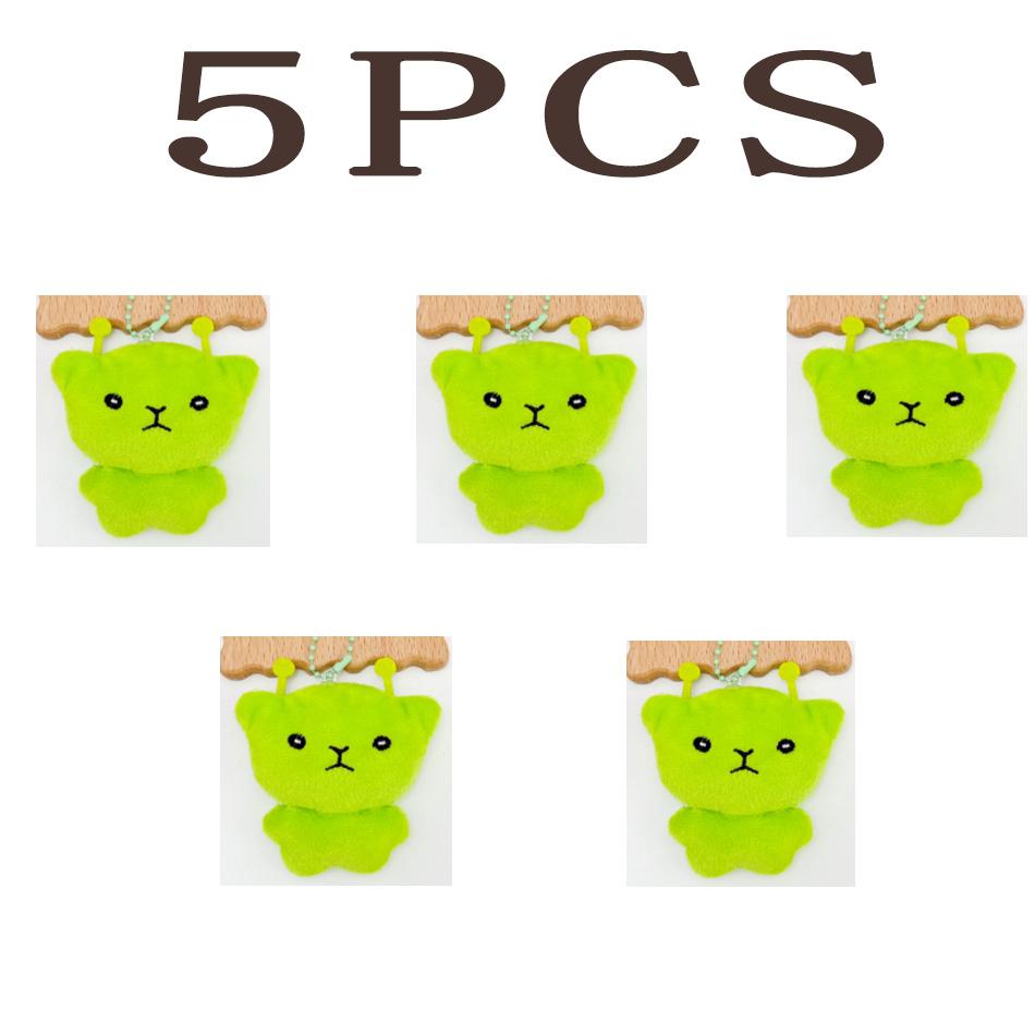 Mini Green Alien Cat Plush Keychains Furry Pendant For Couples Cute Cartoon Handbag Backpacks Key Chain Decor Gifts