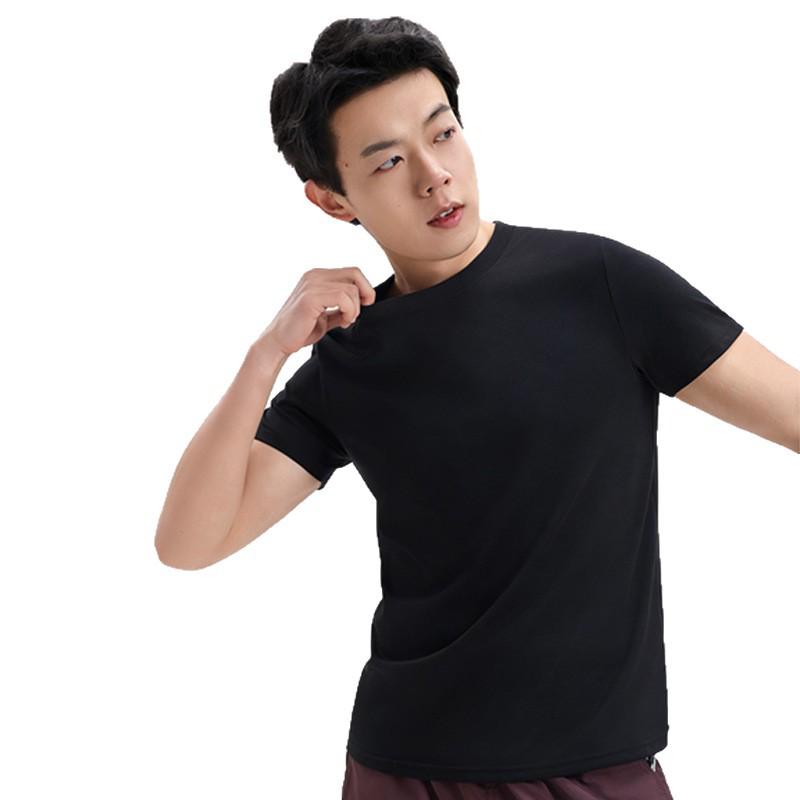 Bamboo Cotton Men's Short Sleeve Round Neck T-shirt - Breathable, Casual, Trendy Korean & Hong Kong Style for Spring/Summer