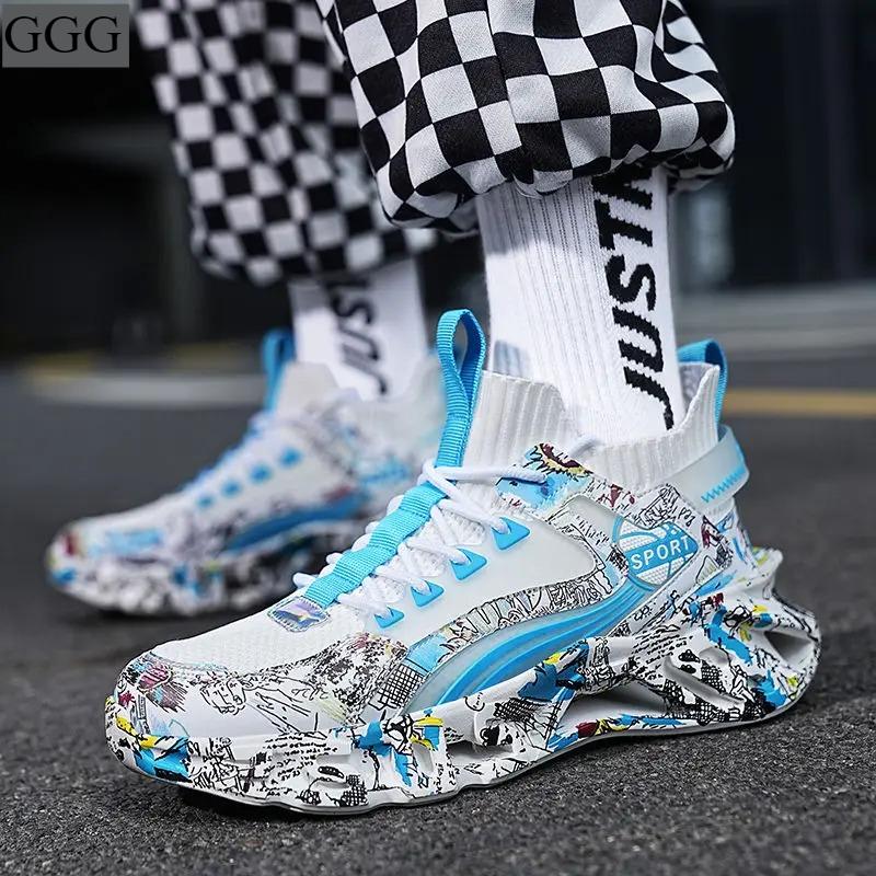 

Men s Lightweight Blade Running Shoes Women s Comfortable Cushioned Socks High Street Graffiti Sneakers Athletic Walking Shoes 36 помаранчевий