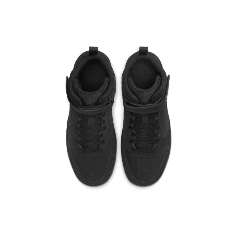 Nike Court Borough Mid 2 Slip-Resistant Cushioning Wear-Resistant High-Top Kids' Skateboarding Shoes Black Teenagers Sneakers CW5867-001