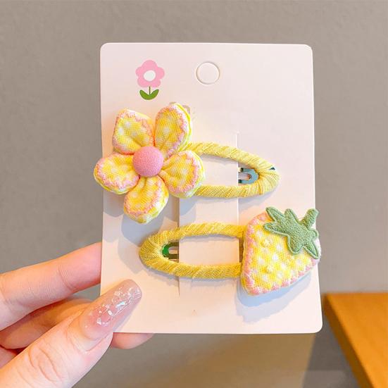 Hairpin Handmade Fabric Flowers Strawberry Embroidery Decor Soft Wrapped BB Clip Kids Pastoral Style Anti-Slip Hair Accessories