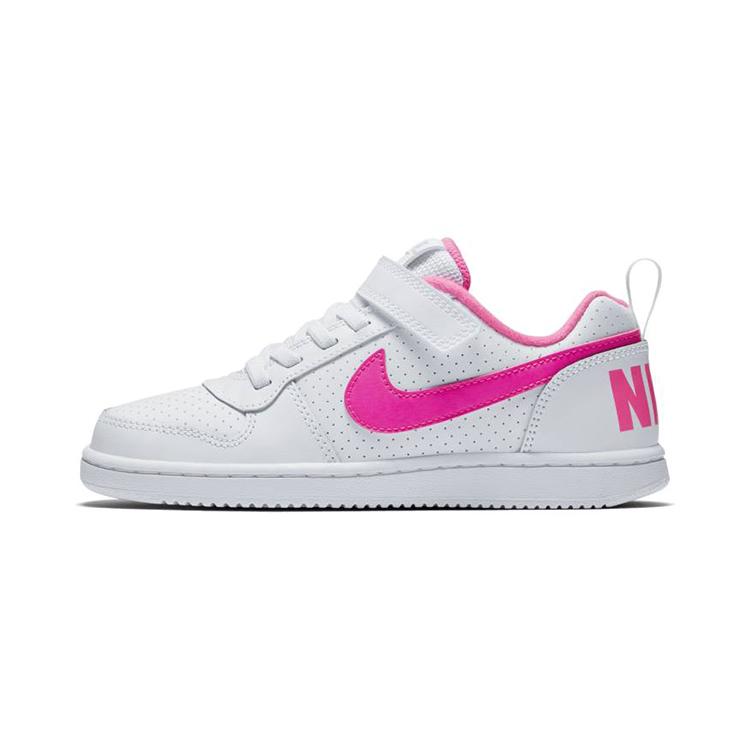 

New Nike Court Borough Cushioning, Wear Resistant Low Top Skateboard Shoes White Pink Children Aged 3 7 Years Old 870028-100 33.5