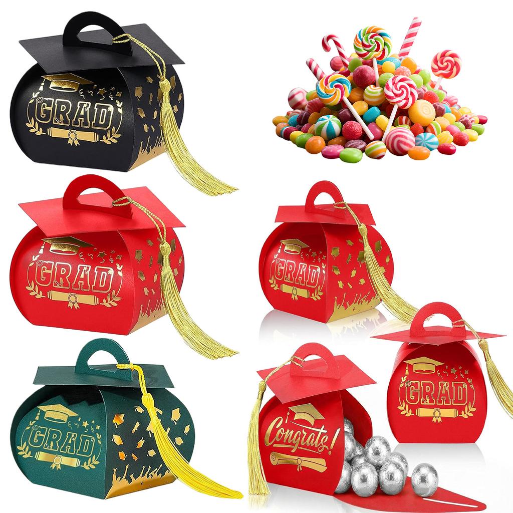 Congrats Grad Cap Treat Box Candy Packaging Boxes Multi-Purpose Creative Table Centerpieces Box Class of 2026 Grad Decorations