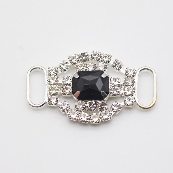 LKERAN 10Pcs 20*34mm Fashion Crystal Buckles Rhinestone Bikini Connector Ribbon Clothing Buckle Silver