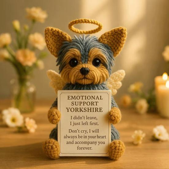 Memorial Positive Crocheted Puppy Emotional Support Angel Dog Handmade Positive Crochet Animal