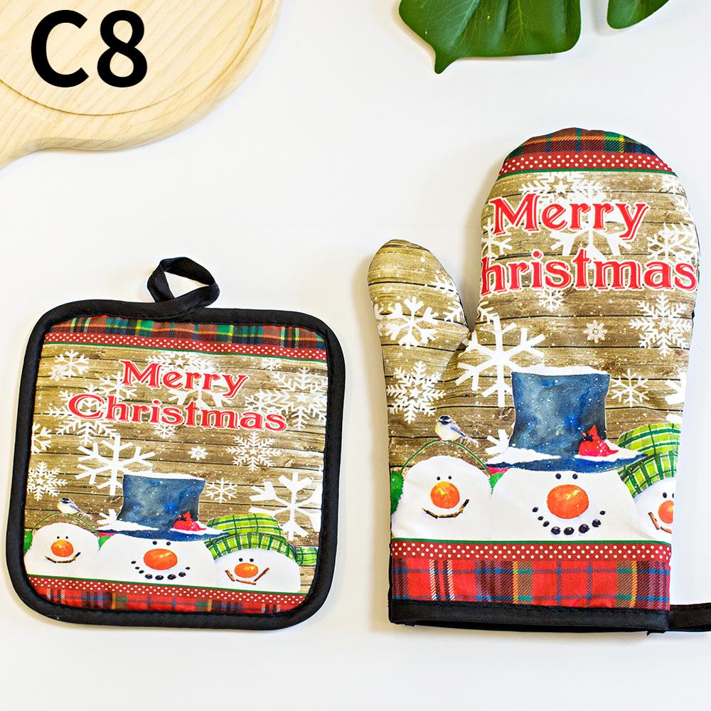 2pc/set Christmas Printed Oven Gloves, Heat Resistant and Heat Resistant Microwave Oven Glove Set