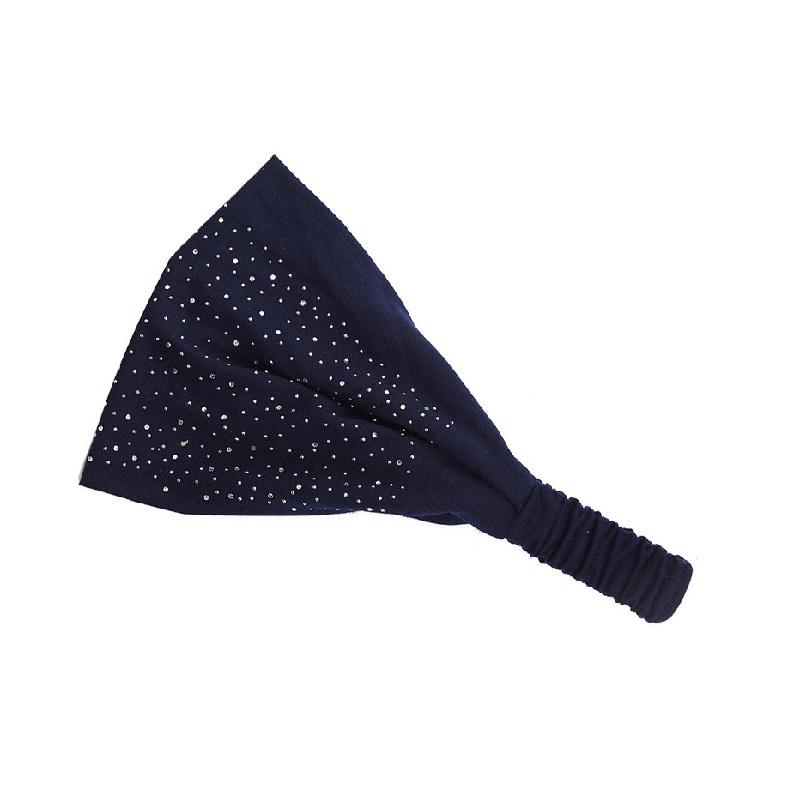 

Однотонная повязка на голову с широким краем и стразами, с эластичной лентой сзади для женщин Size fits all