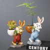 Cartoon Green Plant Succulent Rabbit Flower Pot Resin Cute Personality Indoor Wenzhu Pot Garden Ornament