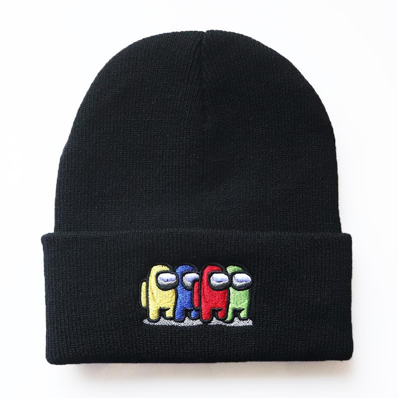 Among us Game-themed embroidered knitted hat Autumn and winter warm hat, woolen hat, cartoon student pullover cold weather hat Adjustable