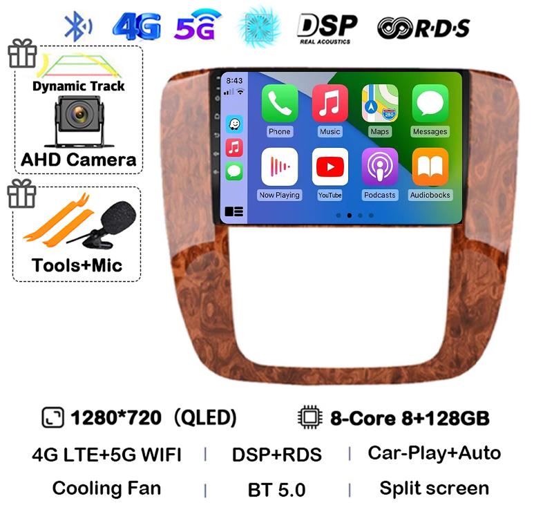 Android 14 Carplay Auto WIFI+4G For GMC Yukon Chevrolet Tahoe Suburban 2007-2012 GPS Car Radio Multimedia Video Player Stereo