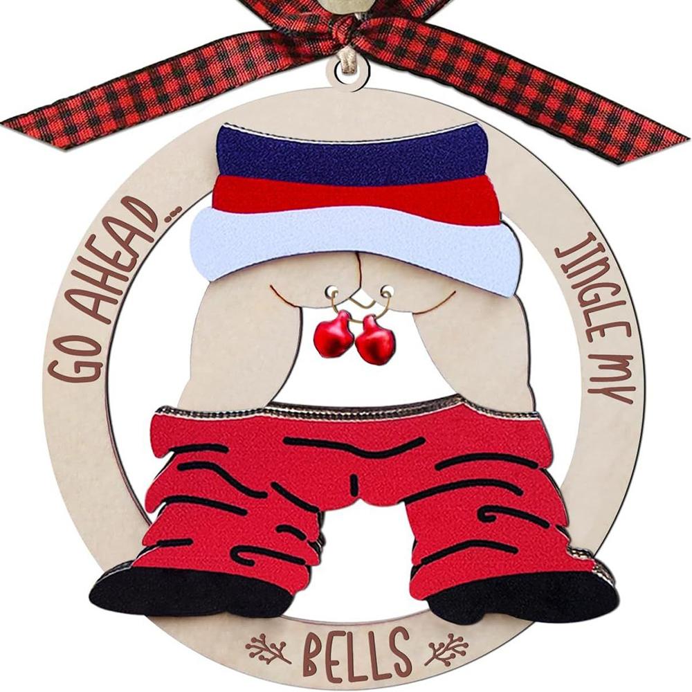 Go Ahead, Jingle My Bells" Wood Hanging Ornament For Christmas Tree Decoration