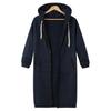 Felpa con cappuccio da donna autunnale e invernale di media lunghezza, taglia forte, tinta unita, casual, calda, cappotto