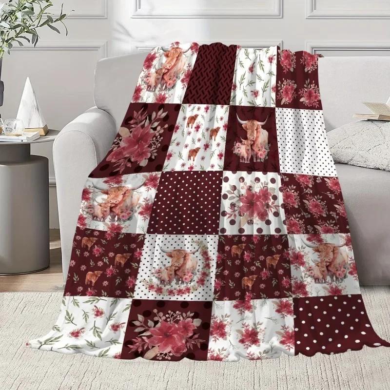 Highland Cow Blanket Gifts Ultra Soft Cozy Throw Flannel Blanket Blanket Warm Plush Throw Blankets for Couch, Sofa, Bed Decorate 75X95CM