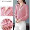 Camicia a Righe Blusa Donna Maniche Lunghe Casual Moda Estiva Chiffon Bottoni Top