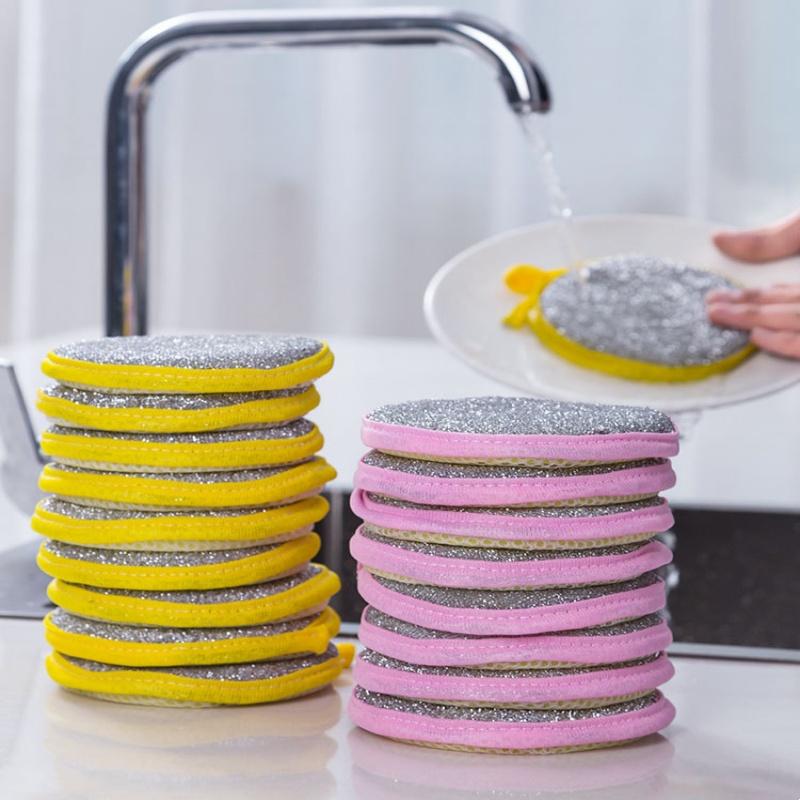 5Pcs kitchen dishwashing sponge does not damage the pot brush the pot household double sided cleaning and wiping kitchen scrub