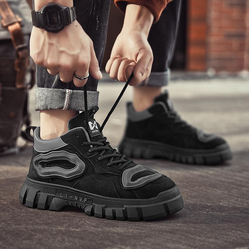 New Fashion Autumn And Winter Men's High Top Martin Boots Students Male Boys Trending Soft Sole Work Shoes Labor Protection Martin Sneakers