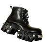 Fashion 2024 New Punk Women Platform Ankle Boots Female's Rock Round Toe Lace Up Fashion Retro Chunky Shoes Metal Decor Short Boots