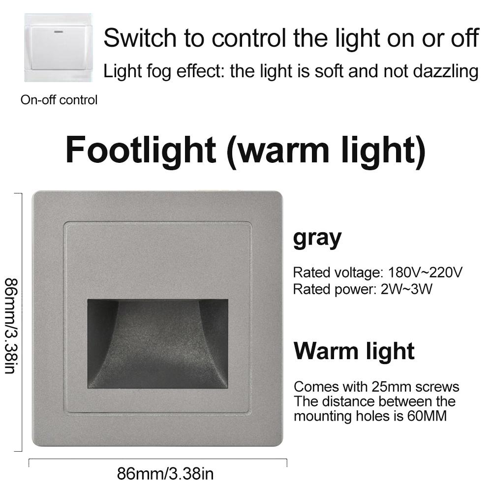 86-Type Recessed Wall Mounted Night Light Switch Control Light White light/Warm Light for Hotels Apartments and Corridors