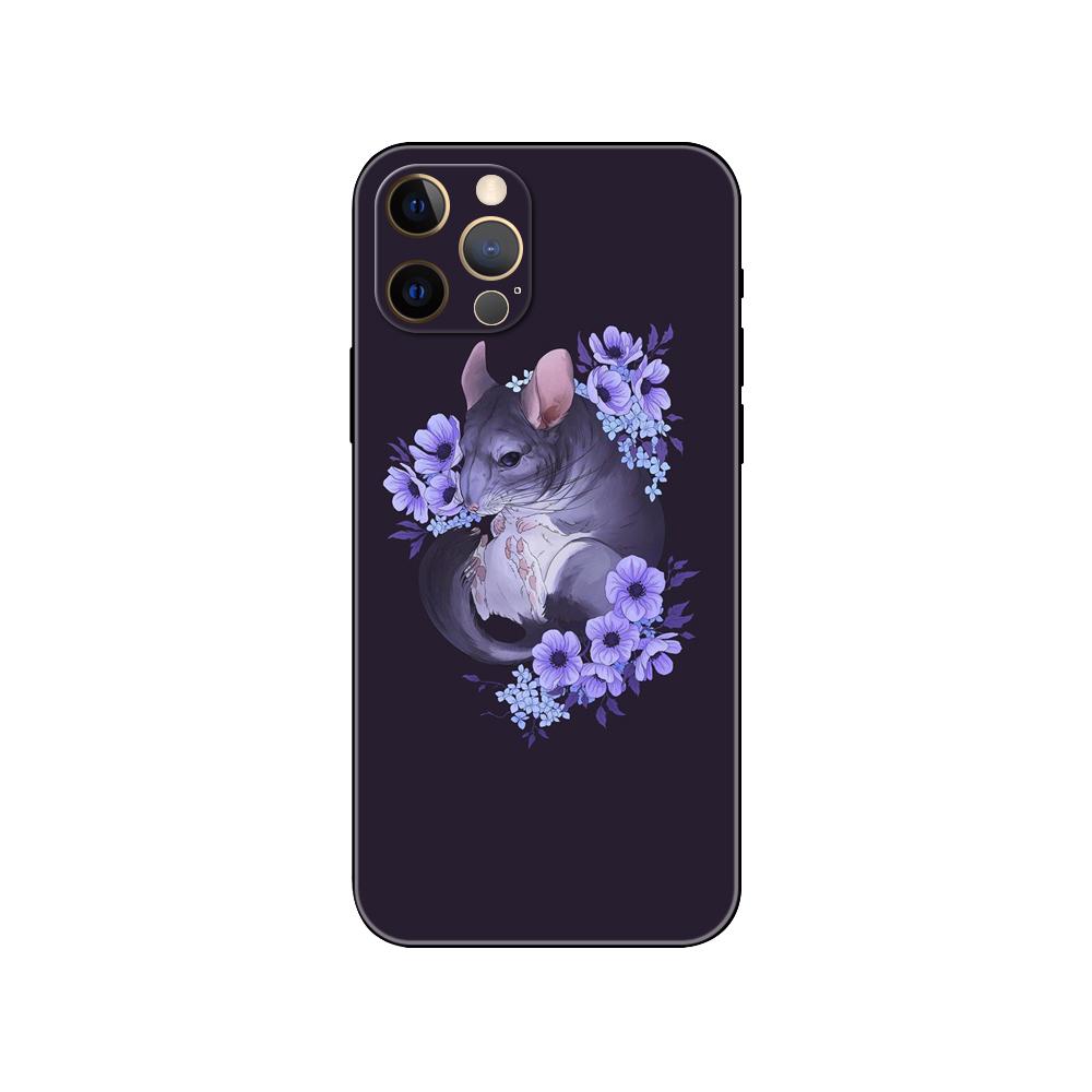 Cute Cartoon Chinchilla phone case for iphone 5 5s 2020se 6 6s 7 8 plus x 10 XR XS 11 12 13 mini pro MAX black tpu back cover