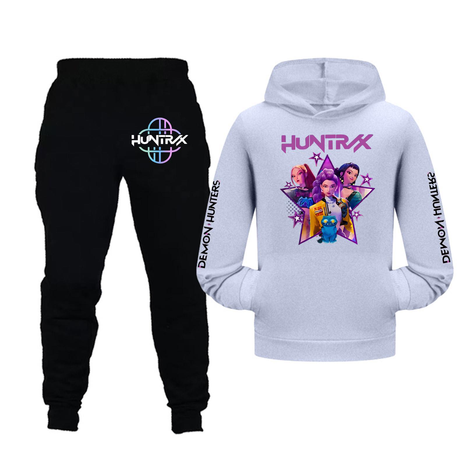 

Kids Girls Long Sleeve Hooded Sweatshirt And Pants Set For Toddler And Big Kids 2Pcs Outfits 130