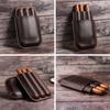 Cigar Box Three Pack Outdoor Travel Convenient Cigar Moisturizing Box Genuine Leather Cigar Cover