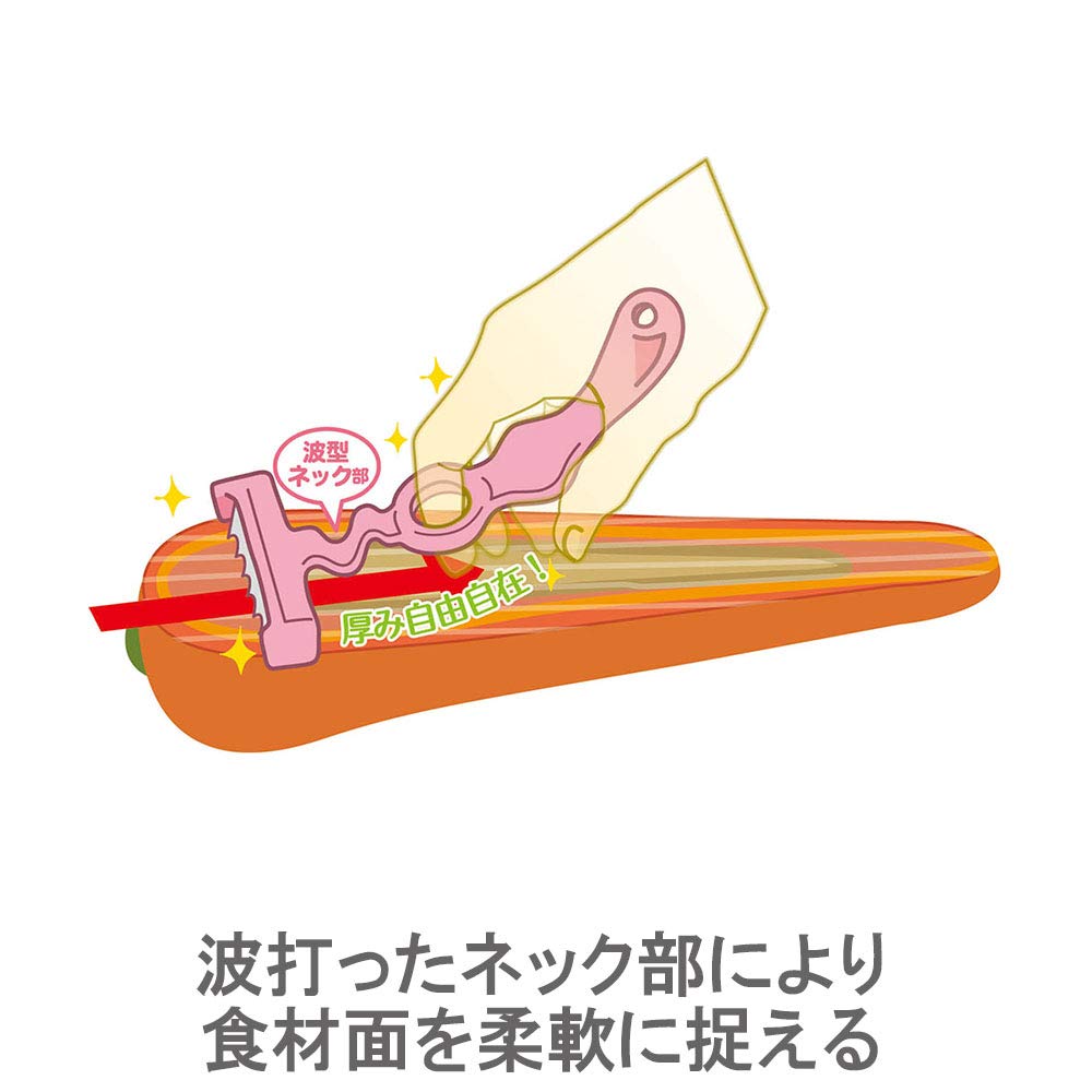 Nonoji Root Vegetable Frill Salad Milky x x cm Peeler, Shaverina, Pink, FSP-01P, Approx. 17.6 9.8 1.6