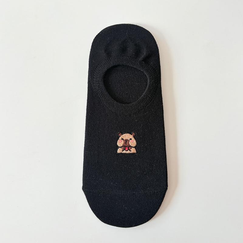 Little Bear Socks Women Spring and Summer Invisible Socks Simple Short Socks Summer Silicone Anti-slip Shallow Mouth Boat Socks Boneless Cotton Socks