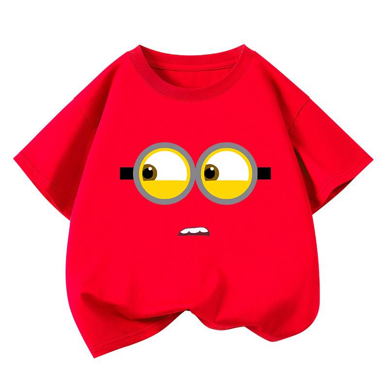 Potdemiel 2026 Summer Children s T-Shirt - Cute Minion Cartoon for Girls Boys - Breathable Casual Fashion Short Sleeve 100