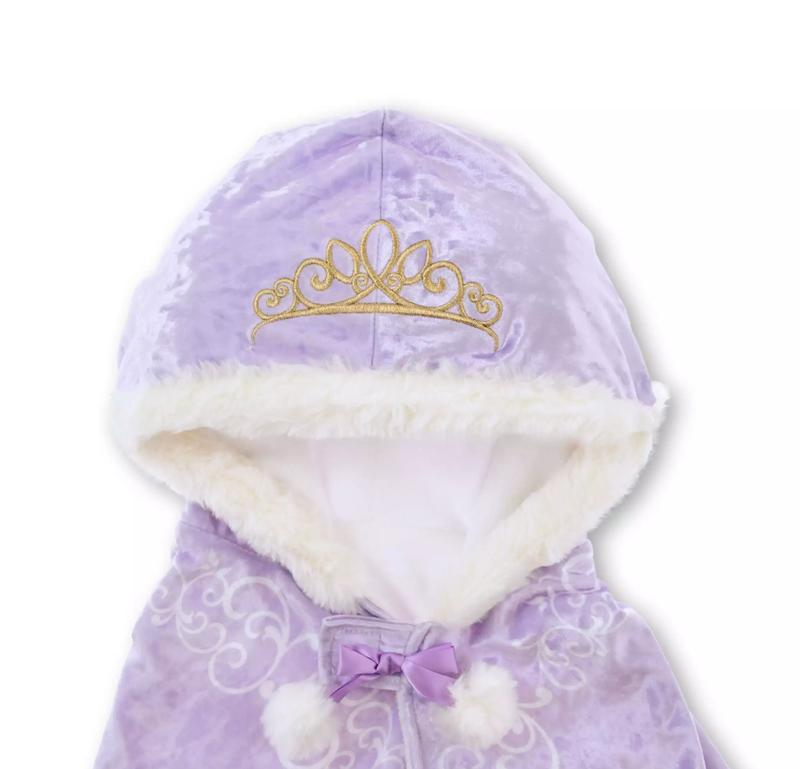 Disney Rapunzel & Pascal Kids' Cape with Hood and Tiara, Embroidered, Purple