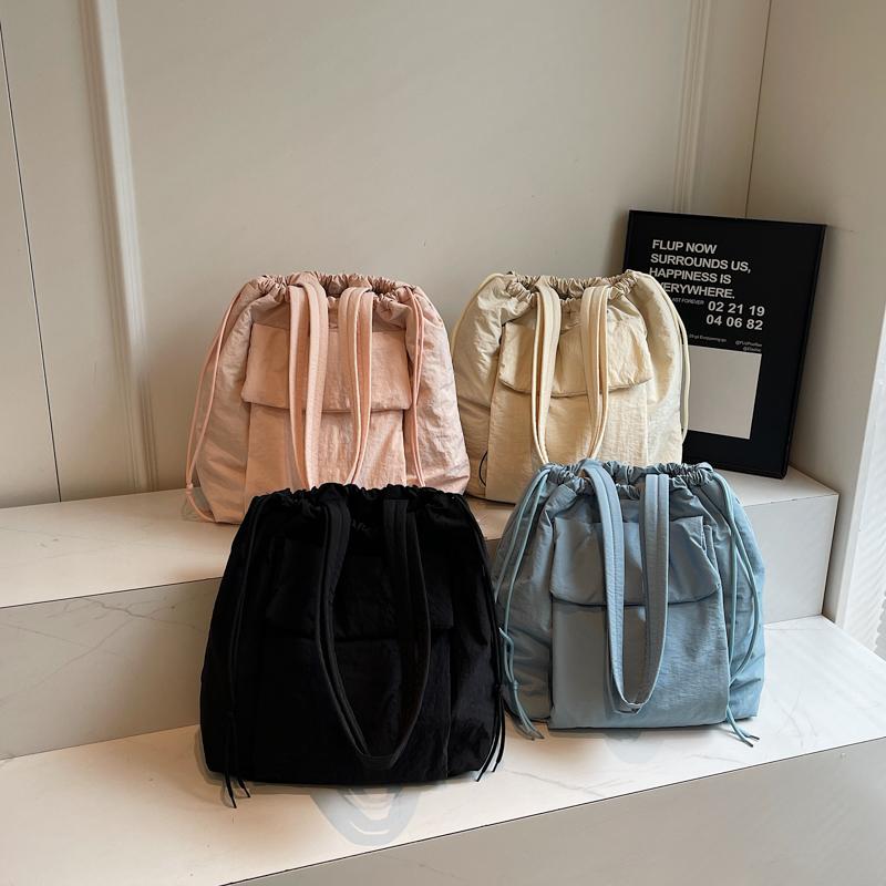 Unique Single Shoulder Cord Bag for Ladies  High Capacity  Leisure Time  3D Pocket  Versatile Bag  Simple  Solid Color  New
