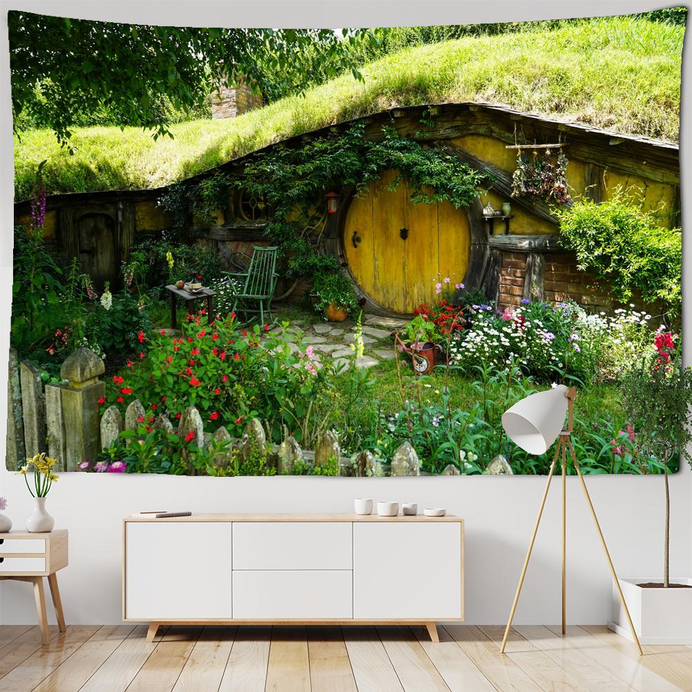 Piękny naturalny gobelin leśny wiszący na ścianie Duży krajobraz wiszący na ścianie gobelin Boho hipisowskie gobeliny ścienne Dekoracja artystyczna