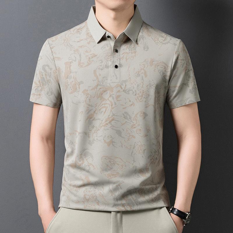 Polo Masculino Gelo Estampado Manga Curta Moda Verão Casual Camiseta