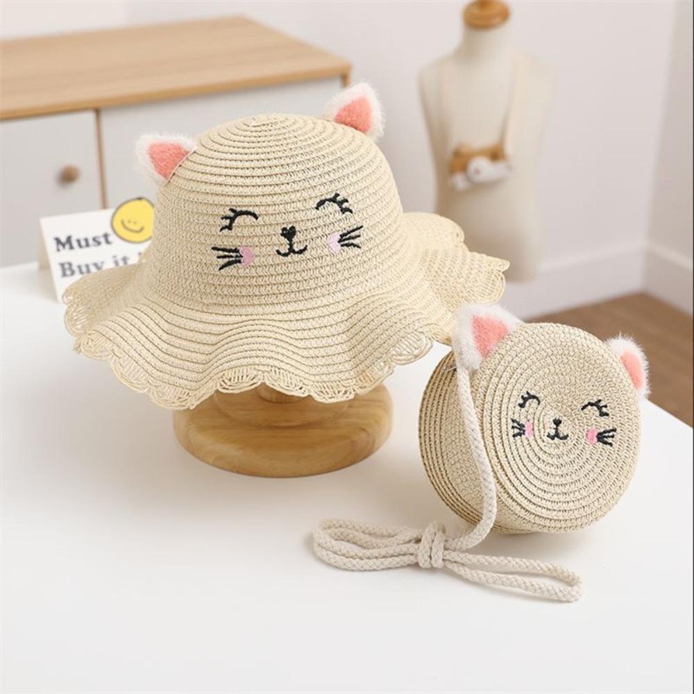Multiple Colors Girls Sun Hat Cute Cat Children Sun Hat Fashion Fisherman Hat  Summer