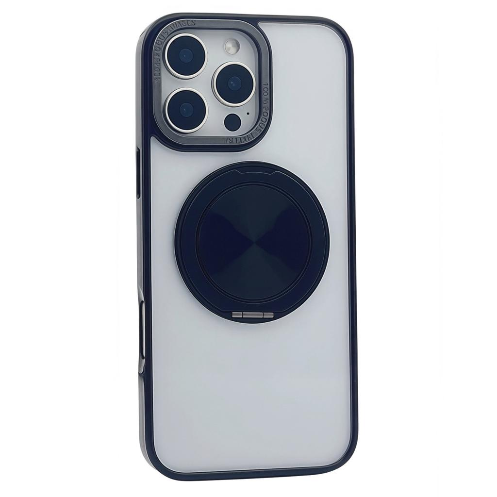 For iPhone 16 Pro Magnetic Case Acrylic TPU Phone Back Cover with Kickstand