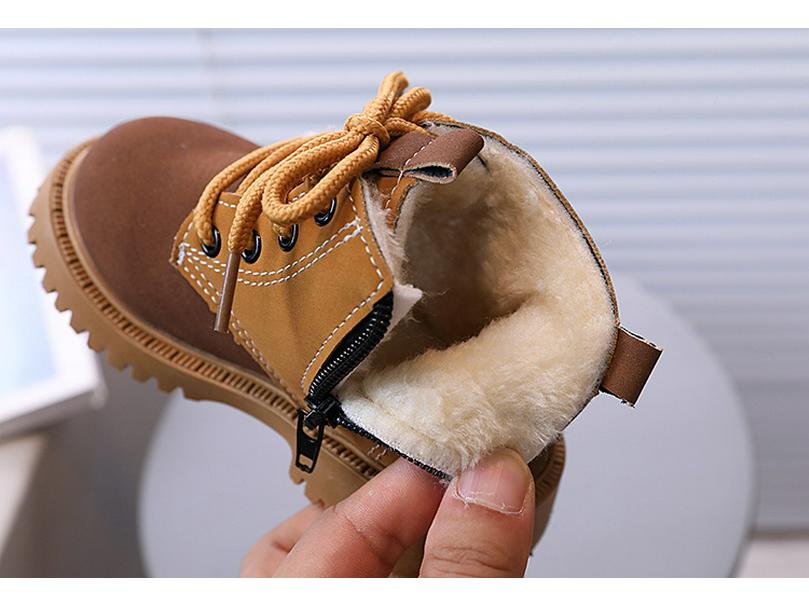Kids' British Style Fleece-Lined Martin Boots: Warm, Non-Slip, Soft Sole Ankle Boots for Boys and Girls