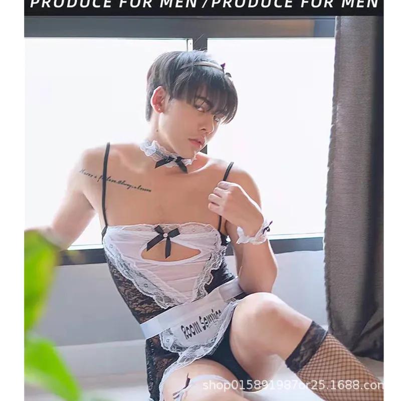 Men's Ethical Underwear Sexy Lingerie None Camisas Floral Nylon Embroidery Exotic Sets Latex Sexy Men New Sexy Adult