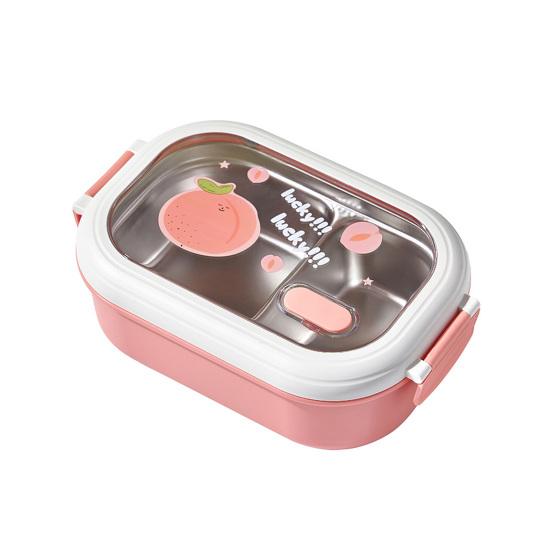 

Коробка для обеда на 1000 мл, пригодная для использования в микроволновой печи, большая вместимость, термостойкое отделение, коробка для бенто с фруктовым принтом, студенческая коробка для бенто, для использования в компании розовый